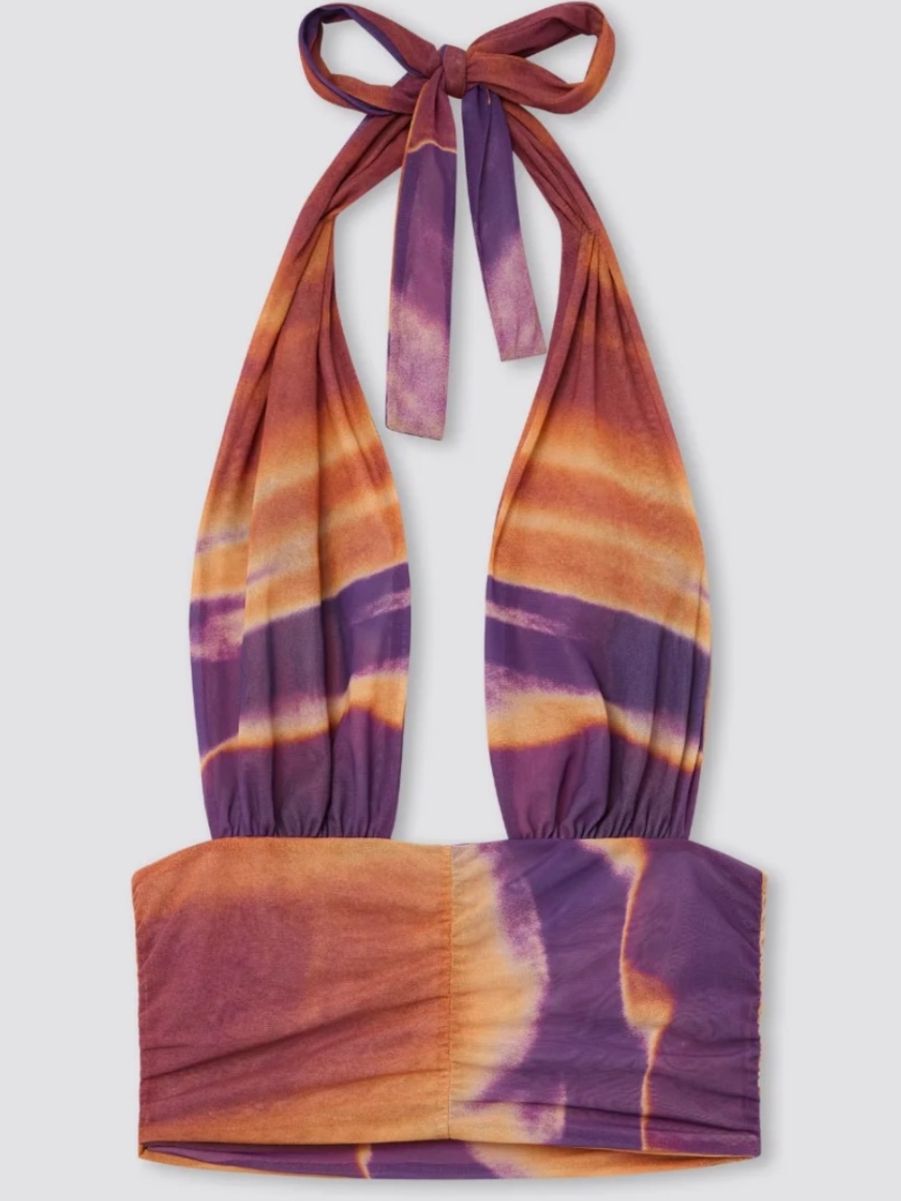 Feners Festa Top Lilac Abstract Halter Crop Top Purple & Orange Size XS/M